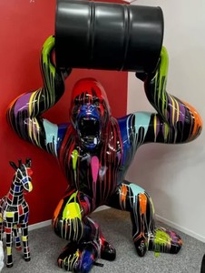 Casa Padrino escultura decorativa de lujo mono gorila con barril negro / multicolor A. 250 cm - Figura decorativa grande XXL - Escultura decorativa XXL - Esculturas y figuras decorativas XXL Casa Padrino escultura decorativa de lujo mono gorila con barril negro / multicolor A. 250 cm - Figura decorativa grande XXL - Escultura decorativa XXL - Esculturas y figuras decorativas XXL