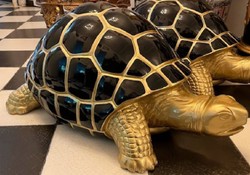 Luxus XXL Wohnzimmer Garten Deko Skulptur Figur Schildkröte Gold Schwarz Luxury XXL Living Room Garden Decorative Sculpture Figure Turtle Gold Black