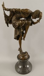 Casa Padrino figure décorative de luxe danseuse bronze / noir 13 x 21 x H. 44 cm - Sculpture décorative en bronze avec socle en marbre - Accessoires décoration de luxe - Décoration de bureau