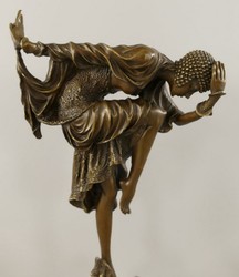 Casa Padrino figure décorative de luxe danseuse bronze / noir 13 x 21 x H. 44 cm - Sculpture décorative en bronze avec socle en marbre - Accessoires décoration de luxe - Décoration de bureau