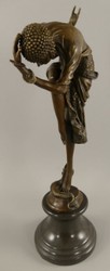 Casa Padrino figure décorative de luxe danseuse bronze / noir 13 x 21 x H. 44 cm - Sculpture décorative en bronze avec socle en marbre - Accessoires décoration de luxe - Décoration de bureau