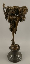 Casa Padrino figure décorative de luxe danseuse bronze / noir 13 x 21 x H. 44 cm - Sculpture décorative en bronze avec socle en marbre - Accessoires décoration de luxe - Décoration de bureau