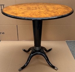 Casa Padrino tavolo da pranzo di lusso acero occhiolinato marrone / nero / argento Ø 79 x A. 71 cm - Tavolo da pranzo rotondo in legno massello - Mobili per sala da pranzo - Mobili di lusso
