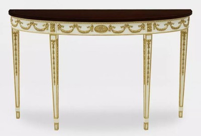 Casa Padrino console baroque de luxe blanc / or / marron foncé - Console en bois massif fait main - Meuble de salon de luxe de style baroque - Meuble baroque - Ameublement baroque
