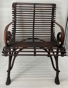 Casa Padrino Art Nouveau garden chair brown 64 x 62 x H. 71 cm - Wrought iron chair with armrests - Nostalgic wrought iron garden furniture