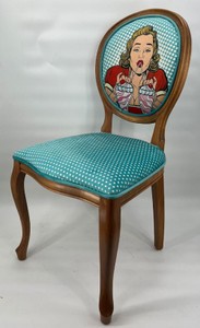 Barock Esszimmerstuhl Küchenstuhl Türkis Mehrfarbig Braun Baroque Dining Chair Kitchen Chair Turquoise Multicolored Brown