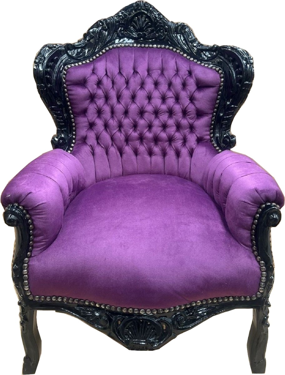 Barock Wohnzimmer Sessel Lila Schwarz Baroque Living Room Armchair Purple Black Barock Wohnzimmer Sessel Lila Schwarz Baroque Living Room Armchair Purple Black