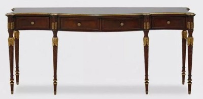 Luxus Barock Konsole Konsolentisch mit 4 Schubladen Dunkelbraun Antik Gold Luxury Baroque Console Table with 4 Drawers Dark Brown Antique Gold