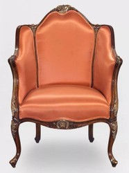 Casa Padrino luxury baroque armchair orange / dark brown / bronze - Magnificent living room armchair in baroque style - Baroque Living Room Furniture - Noble & Magnificent