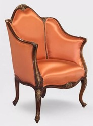 Casa Padrino luxury baroque armchair orange / dark brown / bronze - Magnificent living room armchair in baroque style - Baroque Living Room Furniture - Noble & Magnificent