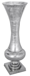 Casa Padrino baroque vase silver Ø 39 x H. 102 cm - Round baroque style metal flower vase - Baroque decorative accessories - Baroque interior