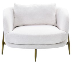 Casa Padrino fauteuil de luxe blanc / bronze antique 100,5 x 80 x H. 67 cm - Fauteuil de salon - Fauteuil d'hôtel - Meuble de salon - Meuble d'hôtel - Meuble de luxe - Ameublement de luxe