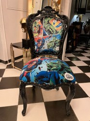 Luxus Barock Antik Stil Esszimmer Stuhl mit Comic Design Mehrfarbig Schwarz