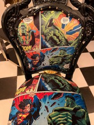 Luxus Barock Antik Stil Esszimmer Stuhl mit Comic Design Mehrfarbig Schwarz