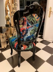 Luxus Barock Antik Stil Esszimmer Stuhl mit Comic Design Mehrfarbig Schwarz