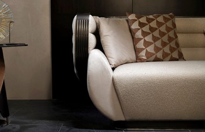 Casa Padrino Luxus Sofa Creme / Grau / Schwarz / Gold 275 x 95 x H. 80 cm - Wohnzimmer Sofa - Hotel Sofa - Wohnzimmer Möbel - Wohnzimmer Einrichtung - Hotel Möbel - Luxus Möbel - Luxus Einrichtung