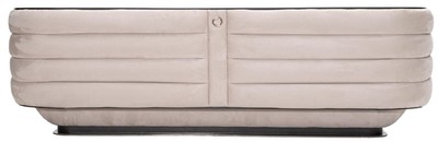 Casa Padrino Luxus Sofa Creme / Grau / Schwarz / Gold 275 x 95 x H. 80 cm - Wohnzimmer Sofa - Hotel Sofa - Wohnzimmer Möbel - Wohnzimmer Einrichtung - Hotel Möbel - Luxus Möbel - Luxus Einrichtung