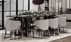 Ensemble de Salle à Manger de Luxe Table à Manger et 8 Chaises de Salle à Manger Gris Bronze