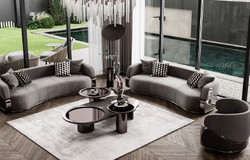 Poltrona da Soggiorno di Lusso Poltrona Girevole Grigio Bronzo