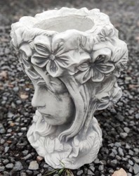 Art Nouveau Garden Decoration Flower Pot Plant Pot Woman's Head Gray