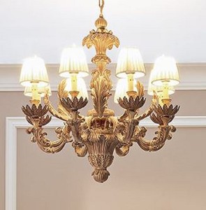 Magnifique Lustre Baroque de Luxe Naturel Marron Crème