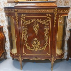 Baroque chest of drawers display cabinet brown gold vintage antique style castle furniture style furniture