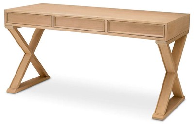 Luxus Schreibtisch Bürotisch mit 3 Schubladen Naturfarben
