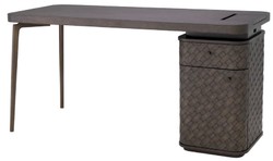 Escritorio Mesa de Oficina de Lujo con Cajón y Puerta Marrón Bronce