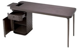Escritorio Mesa de Oficina de Lujo con Cajón y Puerta Marrón Bronce