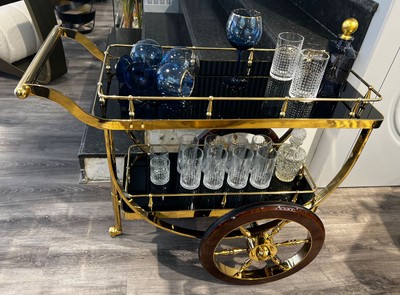 Chariot de Service de Luxe Or Marron Noir