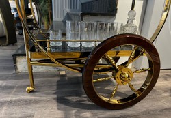 Luxus Trolley Servierwagen Gold Braun Schwarz