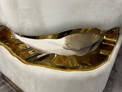 Luxus Wohnzimmer Hotel 2er Sofa Creme Gold