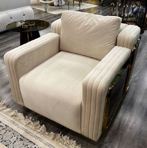 Sillón de Salón de Lujo Crema Marrón Oro