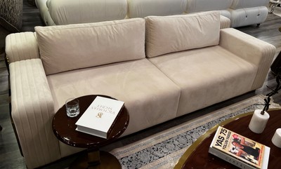 Sofá de Salón de lujo Crema Marrón Oro