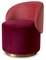 Sedia da Sala da Pranzo Sedia Girevole di Lusso in Velluto Bordeaux Rosso Rosso Ottone