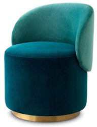 Luxury Velvet Dining Chair Swivel Chair Green Turquoise Brass