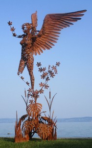 sculpture figure décorative de jardin de luxe ange rouille