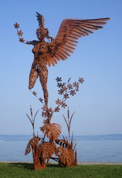 escultura figura decorativa de jardín de lujo ángel óxido