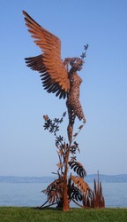 escultura figura decorativa de jardín de lujo ángel óxido