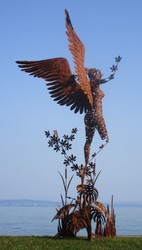 escultura figura decorativa de jardín de lujo ángel óxido
