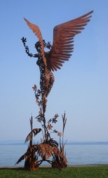 escultura figura decorativa de jardín de lujo ángel óxido