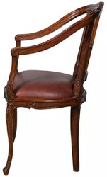 Luxus Barock Leder Esszimmerstuhl 4er Set mit Armlehnen Braun