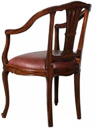 Luxus Barock Leder Esszimmerstuhl 4er Set mit Armlehnen Braun