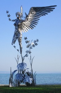 sculpture figure décorative de jardin de luxe ange argent