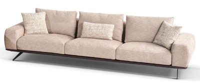 Casa Padrino Luxus Sofa Beige / Dunkelbraun 320 x 100 x H. 70 cm - Wohnzimmer Sofa - Hotel Sofa - Wohnzimmer Möbel - Hotel Möbel - Luxus Möbel - Luxus Einrichtung - Wohnzimmer Einrichtung