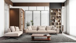 Luxus Wohnzimmer Sofa Beige Dunkelbraun