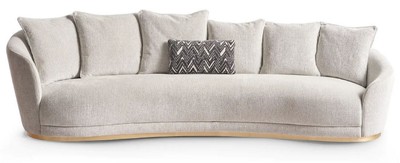 Gebogenes Luxus Wohnzimmer Sofa Hellgrau Messing