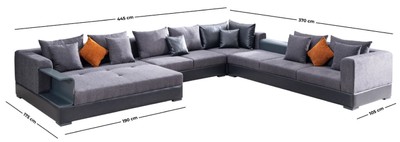 Casa Padrino Luxus Ecksofa Blau 445 x 370 cm - Wohnzimmer Sofa - Wohnzimmer Möbel - Luxus Möbel - Luxus Wohnzimmer Einrichtung
