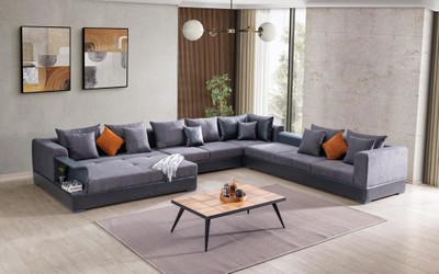 Casa Padrino Luxus Ecksofa Blau 445 x 370 cm - Wohnzimmer Sofa - Wohnzimmer Möbel - Luxus Möbel - Luxus Wohnzimmer Einrichtung