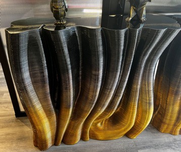 Consolle di Lusso in Legno Massello Nero Oro